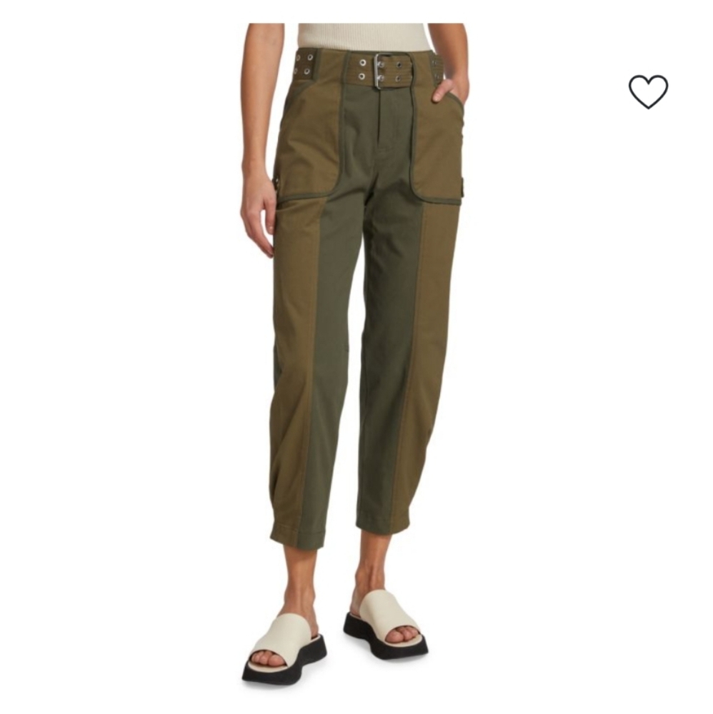 10 Crosby Derek Lam Two-Tone Cargo Pants - Picture 2 of 10